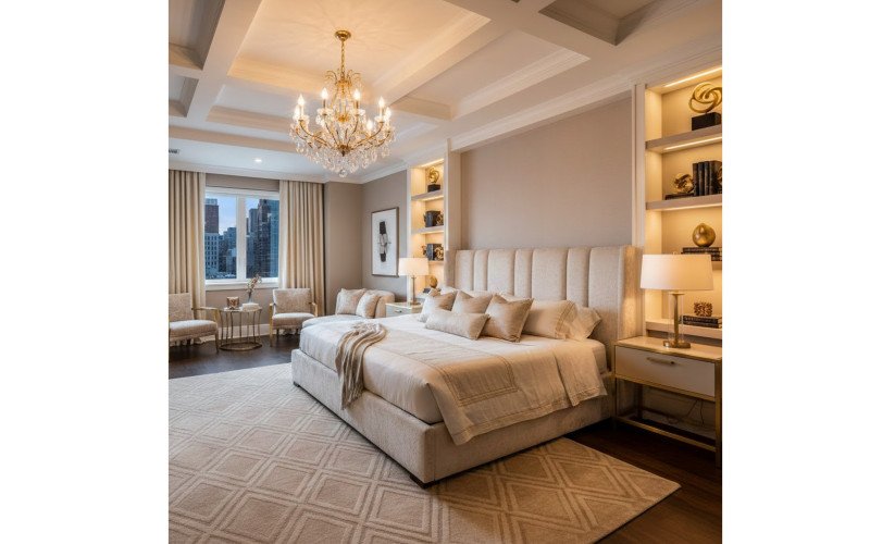 Luxury Master Bedroom Interior Design with Elegant Gold Accents